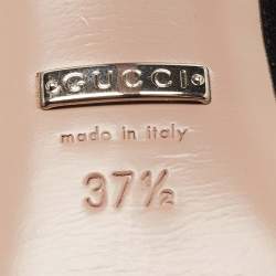 Gucci Black Suede Maxime Crystal Icon Bit Peep Toe Mules Size 37.5