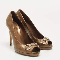 Gucci Metallic Bronze Leather Hollywood Pumps Size 37