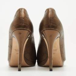 Gucci Metallic Bronze Leather Hollywood Pumps Size 37