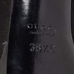 Pre Owned Gucci Black Suede and Patent Leather Lace Up Platform Pumps Size 38.5