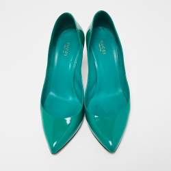Gucci Green Patent Leather Pointed Toe Pumps Size 39