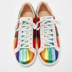 Gucci Multicolor Leather Ace Rainbow Sneakers Size 38.5