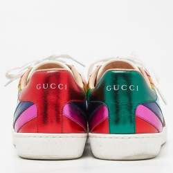 Gucci Multicolor Leather Ace Rainbow Sneakers Size 38.5