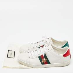 Gucci White Leather Embroidered Bee Ace Sneakers Size 39