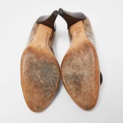 Pre Owned Gucci Brown/Beige GG Supreme Canvas and Leather Hysteria Pumps Size 39
