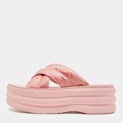 Gucci Pink GG Fabric Platform Slides Size 38