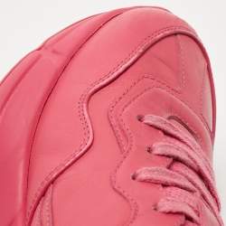 مملوكة مسبقًا Gucci Pink Leather Logo Print Rhyton Sneakers Size 36