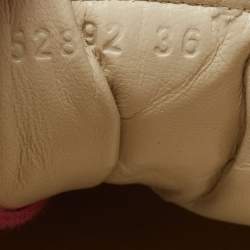 مملوكة مسبقًا Gucci Pink Leather Logo Print Rhyton Sneakers Size 36