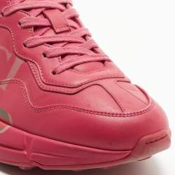 مملوكة مسبقًا Gucci Pink Leather Logo Print Rhyton Sneakers Size 36