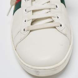 Gucci White Leather Embroidered Bee Ace Sneakers Size 40