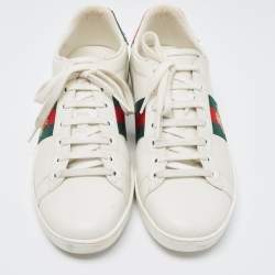 Gucci White Leather Embroidered Bee Ace Sneakers Size 40