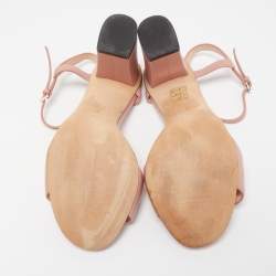 مملوكة مسبقًا Gucci Pink Leather Horsebit Ankle Strap Sandals Size 35