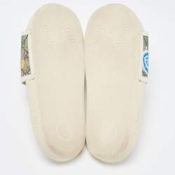 Gucci Cream/Brown GG Supreme Canvas Blooms Flat Slides Size 37