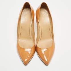 Pre Owned Gucci Brown Patent Leather Pointed Top Pumps Size 39.5
