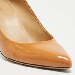 Pre Owned Gucci Brown Patent Leather Pointed Top Pumps Size 39.5
