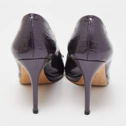 Pre Owned Gucci Purple Patent Leather Jolene Peep Toe Pumps Size 39