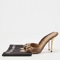 Gucci Metallic Bronze GG Canvas Horsebit Slides Size 37