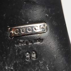 Pre Owned Gucci Beige/Brown Crystal Embellished GG Canvas Slingback Pumps Size 39