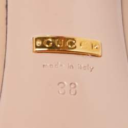 Pre Owned Gucci Beige Patent Leather Horsebit Square Toe Pumps Size 38