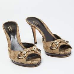 Gucci Brown GG Canvas Hollywood  Sandals Size 36