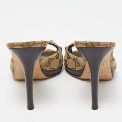 Gucci Brown GG Canvas Hollywood  Sandals Size 36