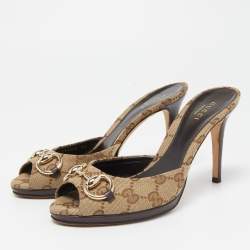 Gucci Brown GG Canvas Hollywood  Sandals Size 36
