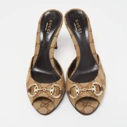 Gucci Brown GG Canvas Hollywood  Sandals Size 36