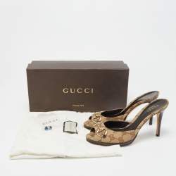 Gucci Brown GG Canvas Hollywood  Sandals Size 36