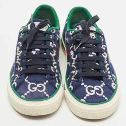 Gucci Blue  GG Canvas Tennis 1977 Low Top Sneakers Size 37