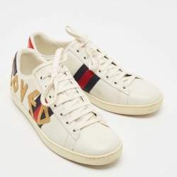 Pre Owned Gucci White Leather Loved Ace Sneakers Size 38.5