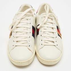 Pre Owned Gucci White Leather Loved Ace Sneakers Size 38.5