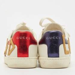 Pre Owned Gucci White Leather Loved Ace Sneakers Size 38.5