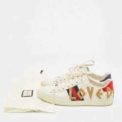 Pre Owned Gucci White Leather Loved Ace Sneakers Size 38.5
