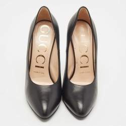 Gucci Black Leather Pointed Toe Pumps Size 36.5