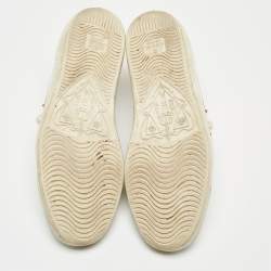 Gucci White Leather Pearl Embellished and Spiked Ace Sneakers Size 38