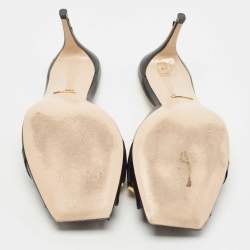 مملوكة مسبقًا Gucci Black Leather Sylvie Chain Slide Sandals Size 39.5