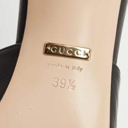 مملوكة مسبقًا Gucci Black Leather Sylvie Chain Slide Sandals Size 39.5