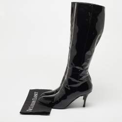 Pre Owned Gucci Black Patent Knee Length Boots Size 41
