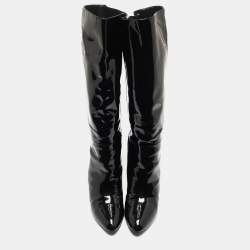 Pre Owned Gucci Black Patent Knee Length Boots Size 41