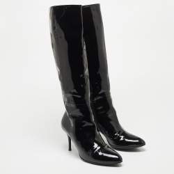 Pre Owned Gucci Black Patent Knee Length Boots Size 41