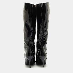 Pre Owned Gucci Black Patent Knee Length Boots Size 41