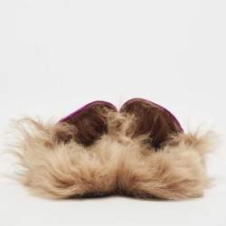 Gucci Purple Velvet and Fur  Princetown Mules Size 40