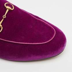 Gucci Purple Velvet and Fur  Princetown Mules Size 40