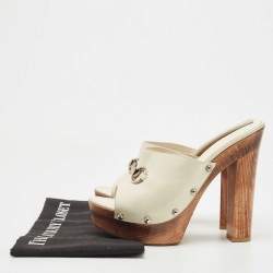 Gucci Cream Leather Horsebit Clogs Size 40