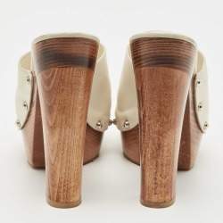 Gucci Cream Leather Horsebit Clogs Size 40