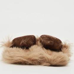 Gucci Pink Leather and Fur Princetown Mules Size 39