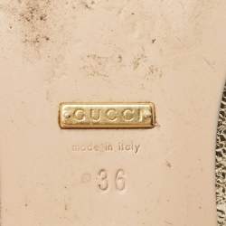 Gucci Gold Foil Leather GG Marmont Fringe Detail Flat Mules Size 36
