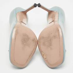 Pre Owned Gucci Blue Patent Leather Jolene Horsebit Pumps Size 39