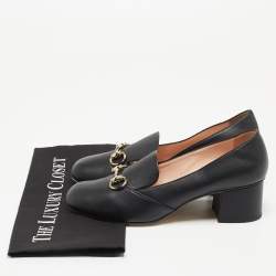 Pre Owned Gucci Black Leather Horsebit Loafer Pumps Size 39 
