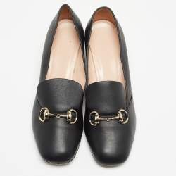 Pre Owned Gucci Black Leather Horsebit Loafer Pumps Size 39 
